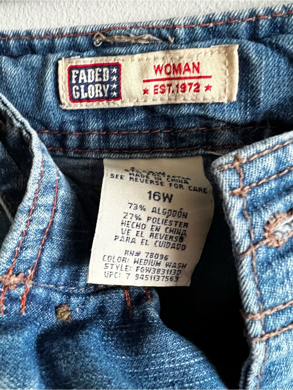 Faded Glory Women’s Medium Blue Denim Jeans